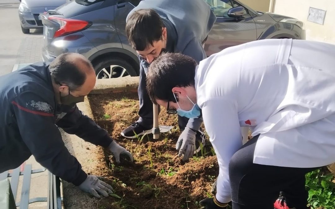ASPACE Cáceres embellece sus jardines con la colaboración del IES Gabriel y Galán